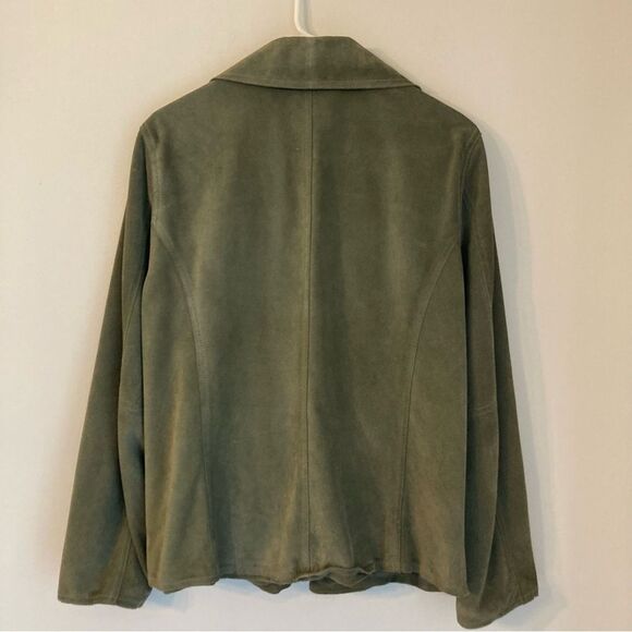 J. Jill Women’s 100% leather moss green coat/jacket. GUC! Size medium! - Picture 8 of 8